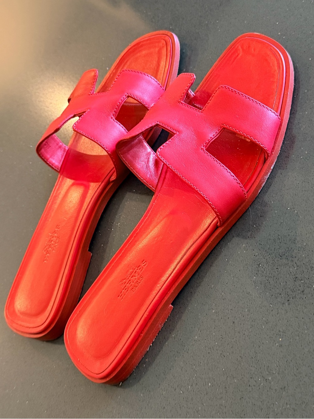 Hermes Oran Rouge Grenadine Size 39 - Picture 5 of 10